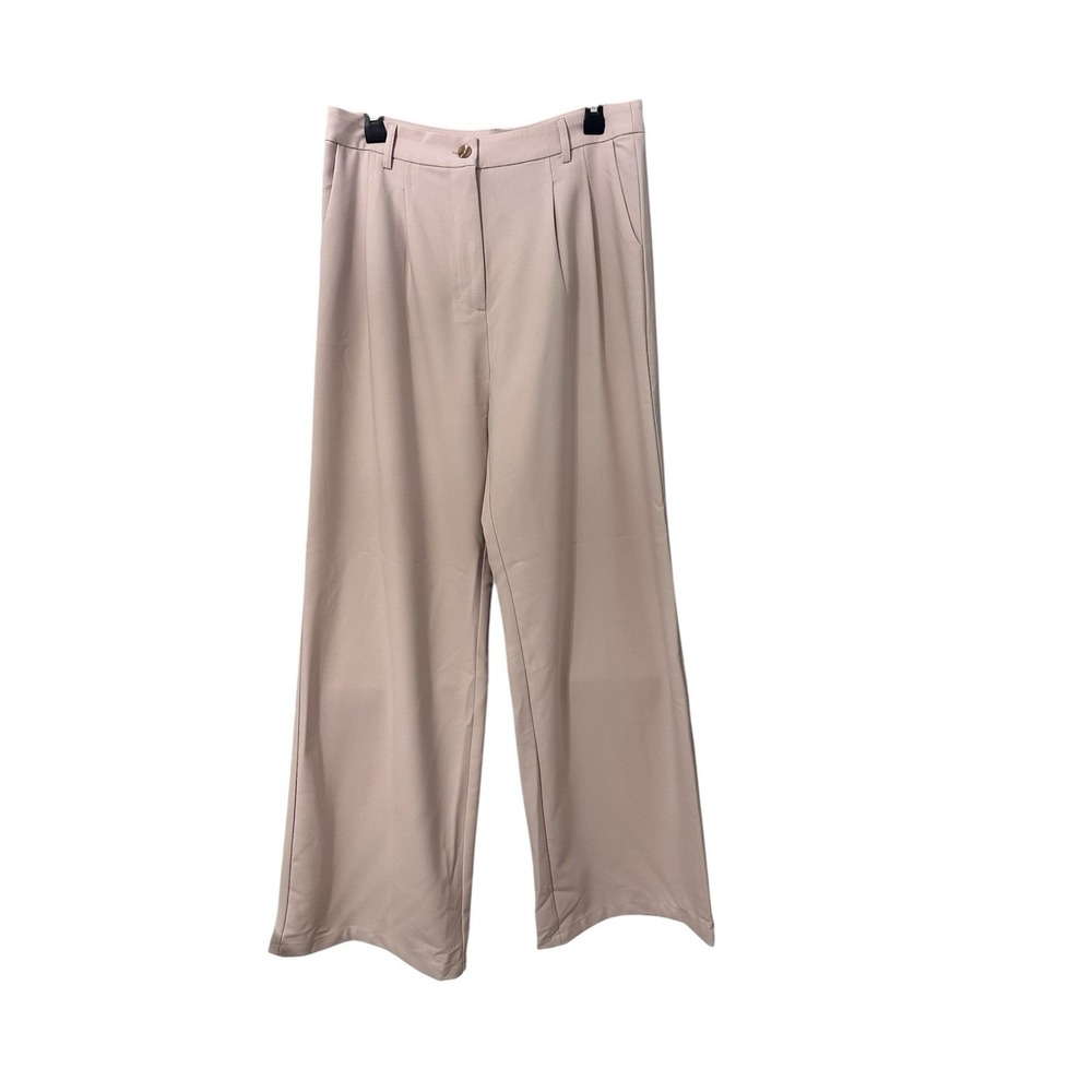 LINE & DOT Pleated Front Pants in Ecru Casual‎ Flare Women's Trousers Sz L NWT